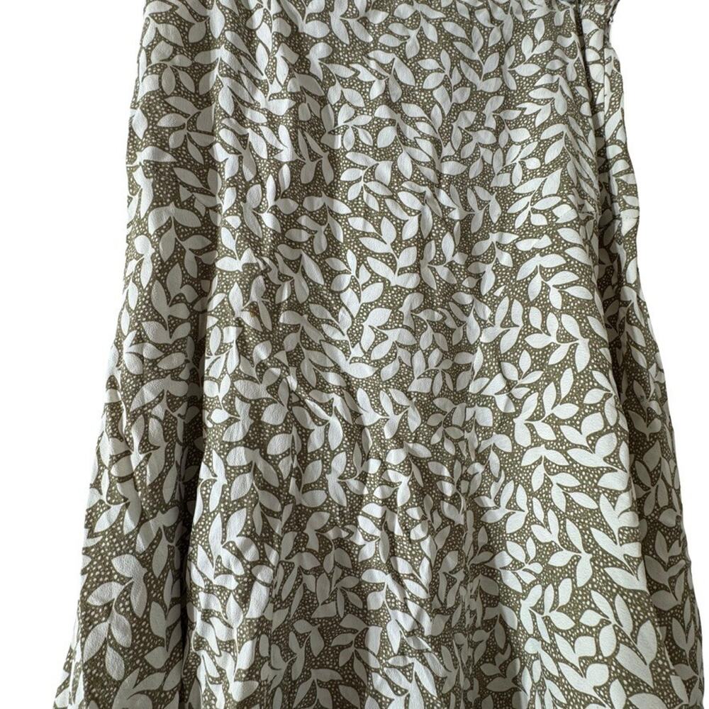 Casual Studio Midi Rayon Sage Green White Floral Side Zip Midi Skirt 90s sz S - Picture 3 of 16